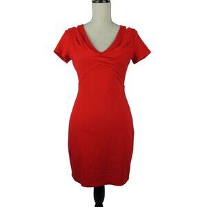 Savoir Faire Short-Sleeve Cutout Shoulder Bodycon Red Dress Size: M $248